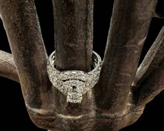 14K White GOLD Set of 3 Soldered Diamond Rings - 2.52 Total Carats