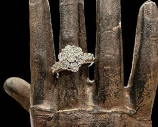 14K White GOLD Cluster Diamond Ring - 1.75 Total Carats