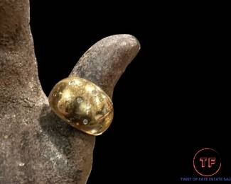 Diamond Dotted 10K GOLD Dome Band