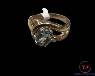 14K GOLD Aquamarine Ring
