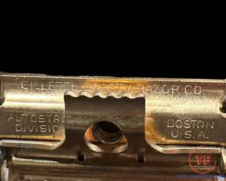 Vintage 1930s Gillette Made Valet Auto Strop Single Edge Gold Safety Razor In Original Box