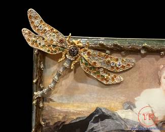 JAY STRONGWATER Cassandara Dragonfly Picture Frame with SWAROVSKI Crystals - NEW IN BOX