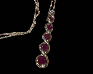 10K GOLD Necklace with 10K GOLD Ruby and Diamond Pendant