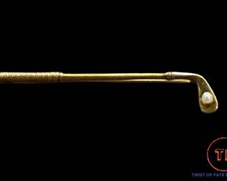 14K GOLD Golf Club Pin with Pearl