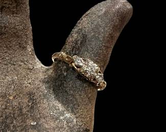 14K GOLD and 18K GOLD Blue Bird Old Mine Cut Diamond Ring