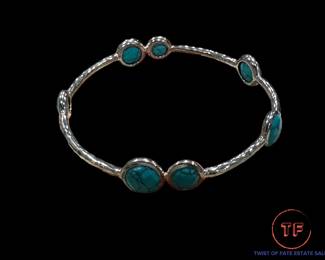 OPULENZA Sterling SILVER and Turquoise Bangel Bracelet
