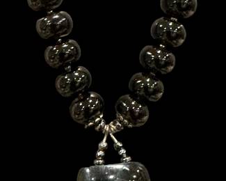 Beaded Necklace with Native American Carved Stone