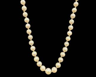 Fresh Water Cultured Pearl Strand Necklace with 14K White GOLD Clasp