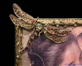 JAY STRONGWATER Cassandara Dragonfly Picture Frame with SWAROVSKI Crystals - NEW IN DUST BAG
