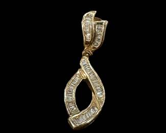 10K GOLD and Channel Set Baguette Diamond Earrings