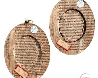 SET - Victorian MINIATURE Hand Painted Portrait on IVORY of Young Women in Ivory and Brass Frames with Tortoise Shell Inlay