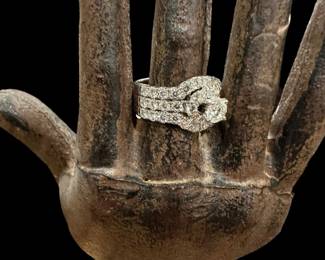 14K White GOLD Set of 3 Soldered Diamond Rings - 2.52 Total Carats