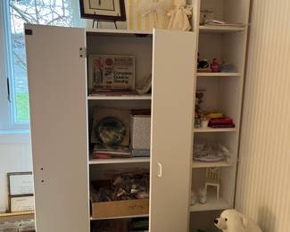 2 White storage cabinets