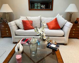 Off white love seat  / Drexel End Tables