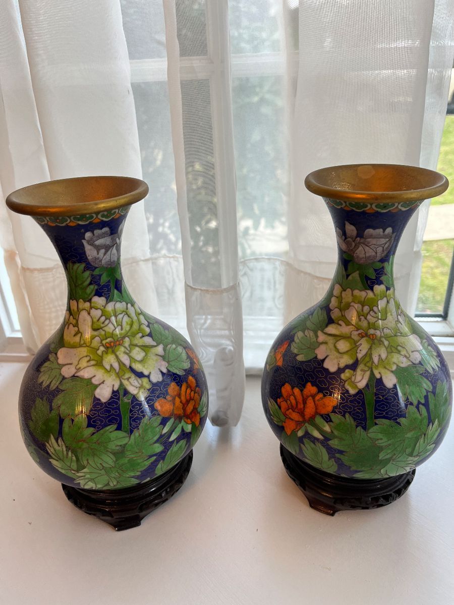 Pr of cloisonné vases