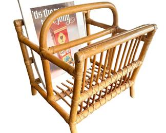 Vintage Bamboo Rattan Magazine Book Holder