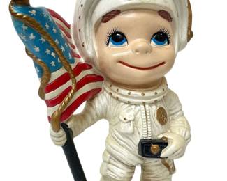 1970s Handpainted Chalkware Astronaut Figure by Atlantic Mold