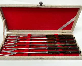 MCM Set of Bamboo Stainless Fondue Forks