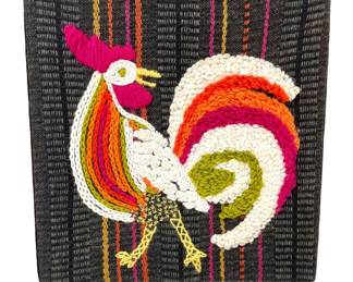 Vintage Rooster Crewel Art