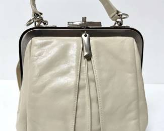 Vintage Ruth Saltz Cream Leather Handbag