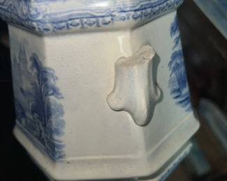 Lozere Ironstone Challinor blue Transferware pieces, some damage but still cool