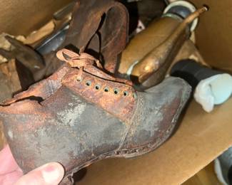Amazing OLD shoes with laces and wooden souls