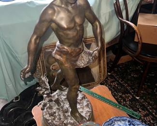 Adrien Etienne Gaudez LE Pere a SEMEUR / Les Enfants Reco... Tall! 33" tall, gorgeous condition