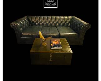 Vintage Hancock & Moore Navy Blue Chesterfield Tufted sofa