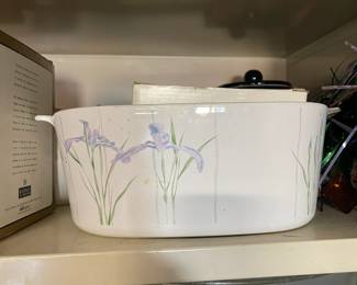 Vintage Corning Ware Shadow Iris large casserole dish.
