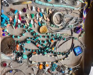 Jewelry from world travels...mainly sterling and turquoise 