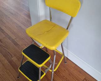 Vintage Yellow Cosco kitchen folding stool step stool