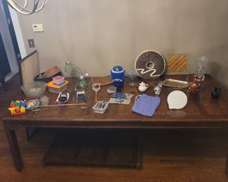 Baby toys, duplo, crystal vase, oil decanters jugs, unique items