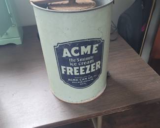 Acme metal crank ice cream maker antique