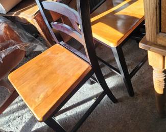 Set of 4 wood high top chairs, black and golden oak , $80