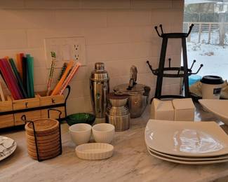 Cream Sugar, White Dishes, Chip Veggie Dip Set, Drink Shaker, Cup Rack, Coasters, Ice Bucket