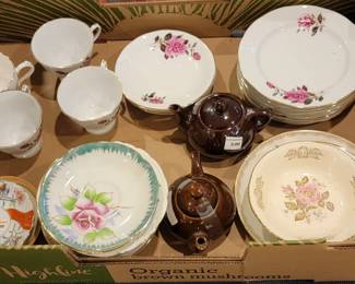 Tea Pots, Tea Cups, Luncheon Plates