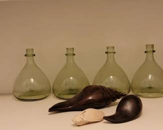 Wood Sea Shells, Glass Bottles, Art