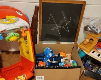 Child's Peddle Car, Chalk Board, Airplane, Game, Small Table, More