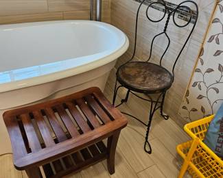 Ice cream chair, teak bench