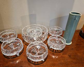Waterford crystal berry bow set, Celadon vase