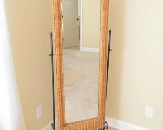 wicker floor mirror 