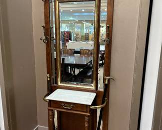 Marble top glass hall tree.