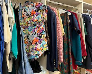 Women’s and men’s clothing
Women’s shoes 6 1/2
Women’s clothes, medium
Men’s clothes 42 x 32
Men’s coats  x large