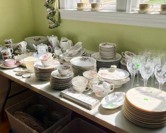 Royal Worcester Evesham in back left corner