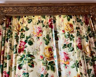 Two matching gold cornices and draperies available