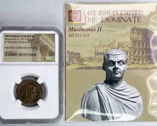 AD 310-313 Roman Tetrarchy Maximinus II NGC
