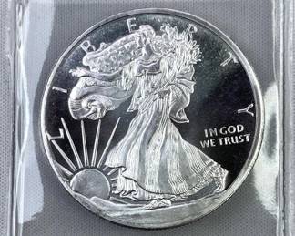 1oz Silver Walking Liberty Style .999 Fine Round