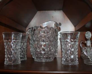 Fostoria Glass Pitcher w/ 4 glasses