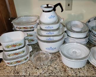 Corningware 'Cornflower' and 'Spice of Life'