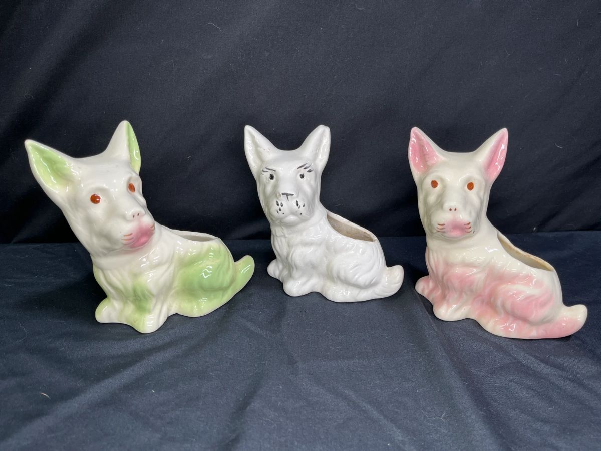 3 Vintage McCoy Ceramic Scottie Dog Planters